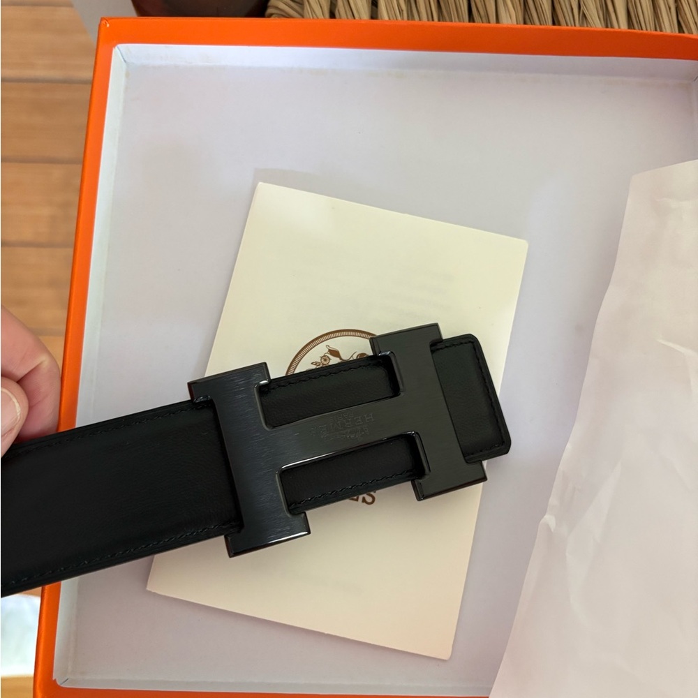 Hermes Black/Brown belt with black buckle